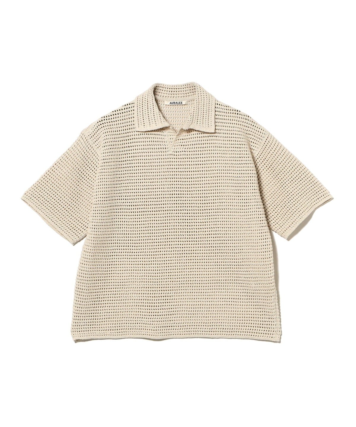 AURALEE ポロシャツ AURALEE (オーラリー) TUSSAH SILK COTTON MESH KNIT SKIPPER POLO