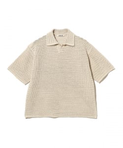 AURALEE / TUSSAH SILK COTTON MESH KNIT SKIPPER POLO