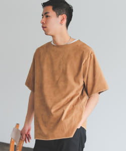 ▲BEAMS / フェイク スエード クルーネック カットソー