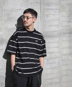 ▲FRED PERRY × BEAMS / 別注 ボーダー オーバーサイズ ピケ Tシャツ