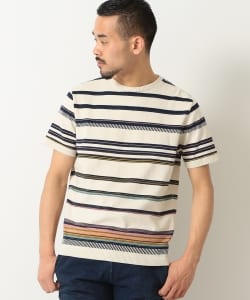 ▲REMI RELIEF × BEAMS PLUS / 別注 マルチボーダー インディゴTシャツ