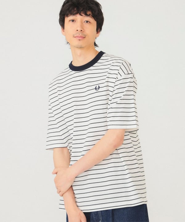 BEAMS（ビームス）FRED PERRY × BEAMS / 別注 ボーダー ピケ Tシャツ 