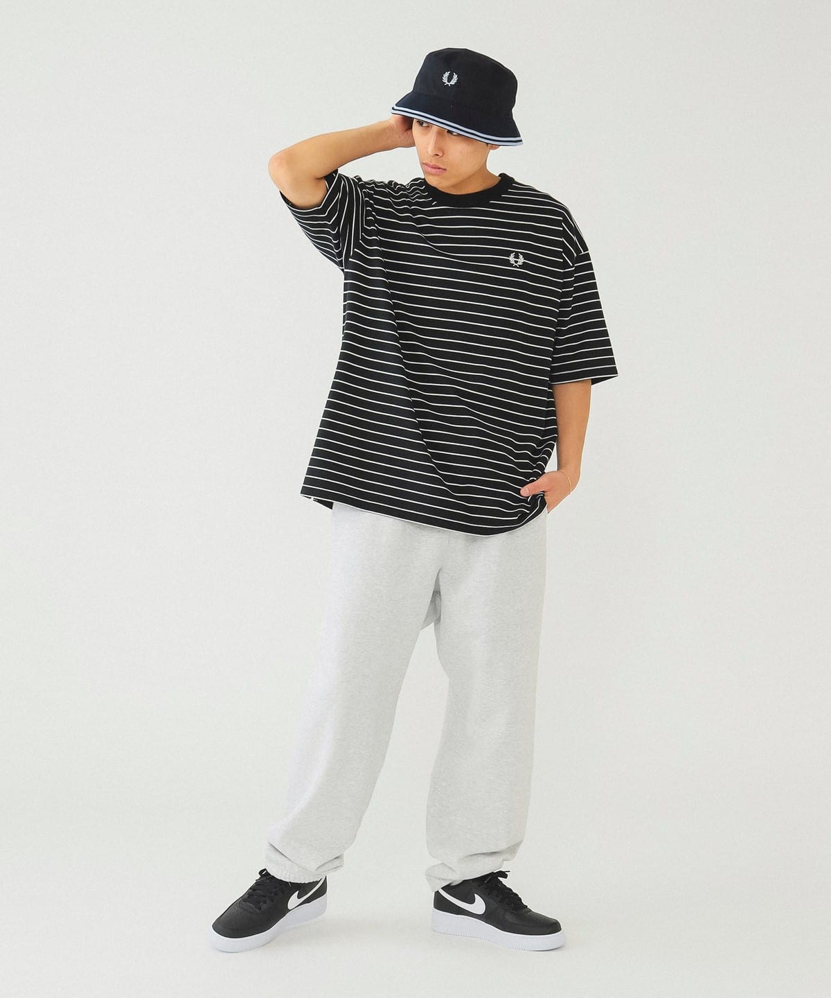 BEAMS（ビームス）FRED PERRY × BEAMS / 別注 ボーダー ピケ Tシャツ 