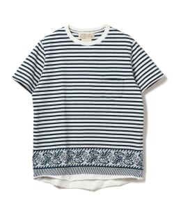 ▲REMI RELIEF×BEAMS PLUS / 別注 インディゴ ボーダー ジャカード Tシャツ
