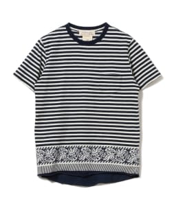 ▲REMI RELIEF×BEAMS PLUS / 別注 インディゴ ボーダー ジャカード Tシャツ