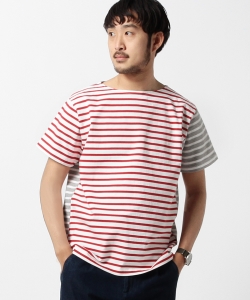 ▲BEAMS / アシンメトリーボーダー ボートネックカットソー