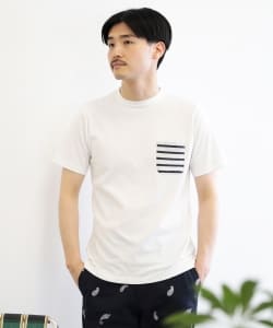 ▲BEAMS / 天竺 ボーダー ポケット クルーネック Tシャツ