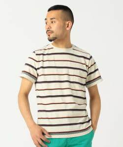 ▲REMI RELIEF × BEAMS PLUS / 別注 インディゴ ジャカード マルチ ボーダー Tシャツ