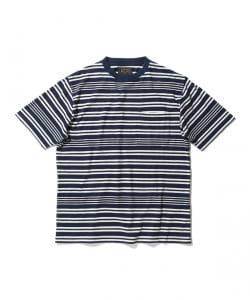 ▲BEAMS PLUS / インディゴ ボーダー ポケット Tシャツ
