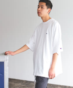 ▲Champion × BEAMS / 別注 ビッグ フェイク Tシャツ