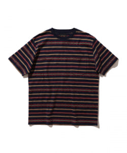 ▲BEAMS PLUS / ジャカード ボーダー クルーネック Tシャツ