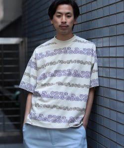 ▲BEAMS / ジャカード ボーダー クルーネック Tシャツ