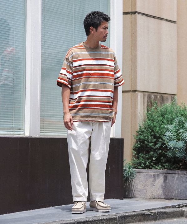 肩あきデザインボーダーロングスリーブTシャツ（Tシャツ