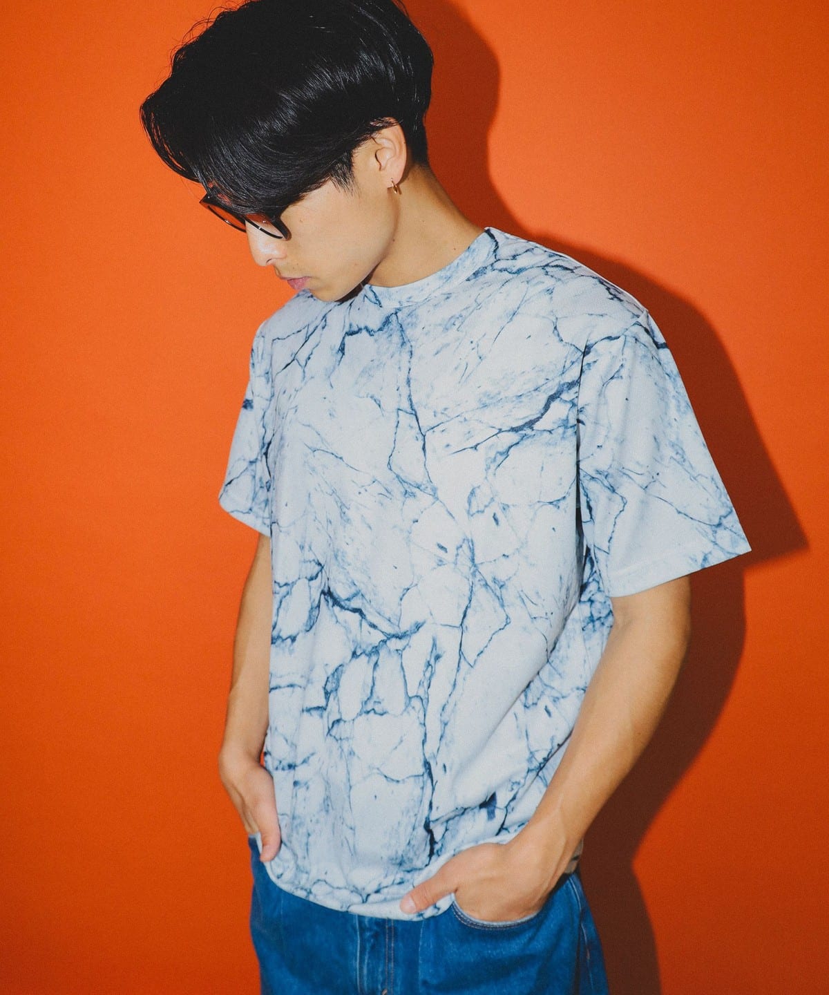 吸水速乾 メッシュ プリント ルーズTシャツ Tシャツ・カットソー MEN WHITE M 吸水速乾 メッシュ プリント ルーズTシャツ Tシャツ・カットソー MEN WHITE M