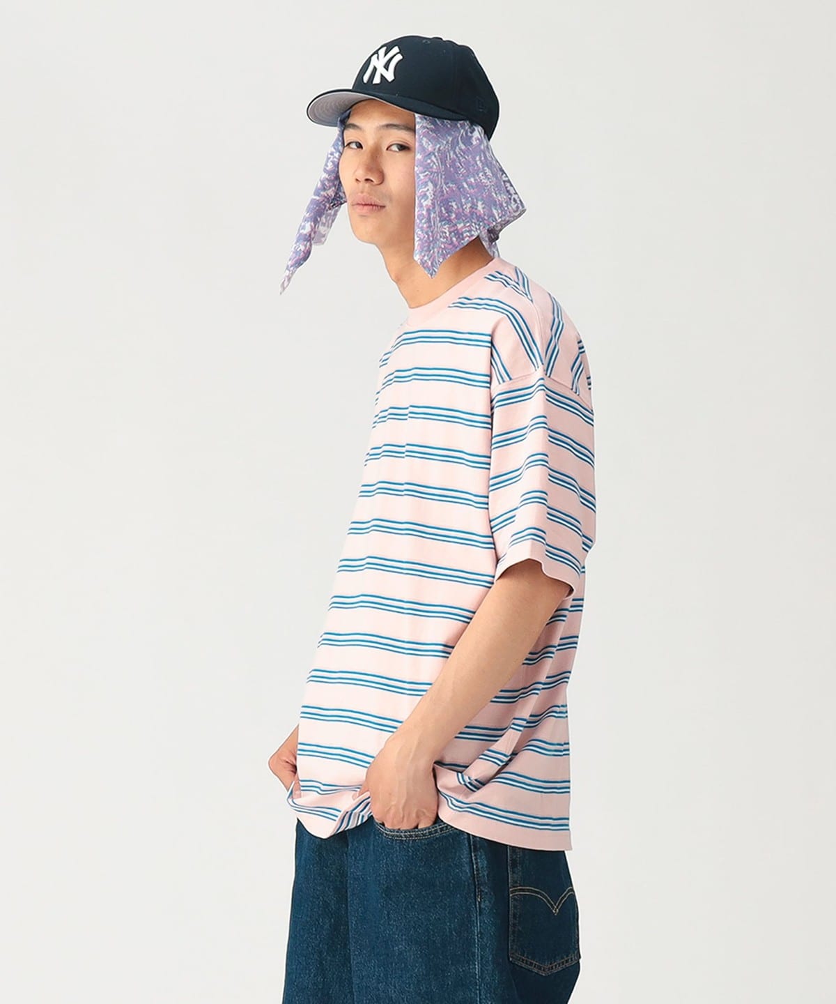 BEAMS Loose Border T BEAMS Shirt [Wide Fit] (T-shirt/Cut & Sew T