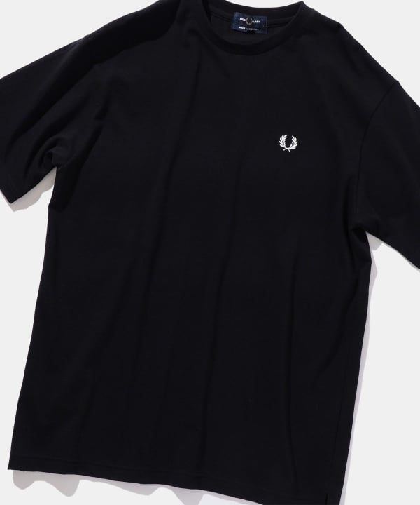 FRED PERRY【BEAMS別注】オーバーサイズ 黒 刺繍ロゴ カーディガン