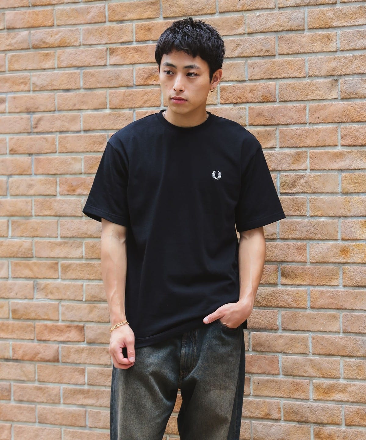 【別注】FRED PERRY フレッド ペリー / ヘビーウェイト Tシャツ Tシャツ・カットソー MEN BLACK L 【別注】FRED PERRY フレッド ペリー / ヘビーウェイト Tシャツ Tシャツ・カットソー MEN BLACK L