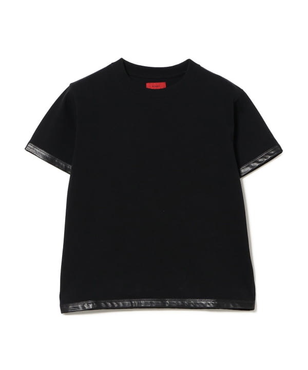 Synthetic leather ringer T-shirt