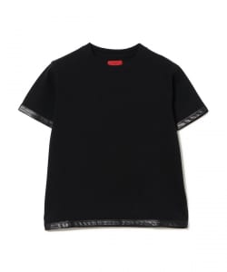 Synthetic leather ringer T-shirt