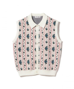 ▲TTT_MSW / Flower Jacquard Knit Vest