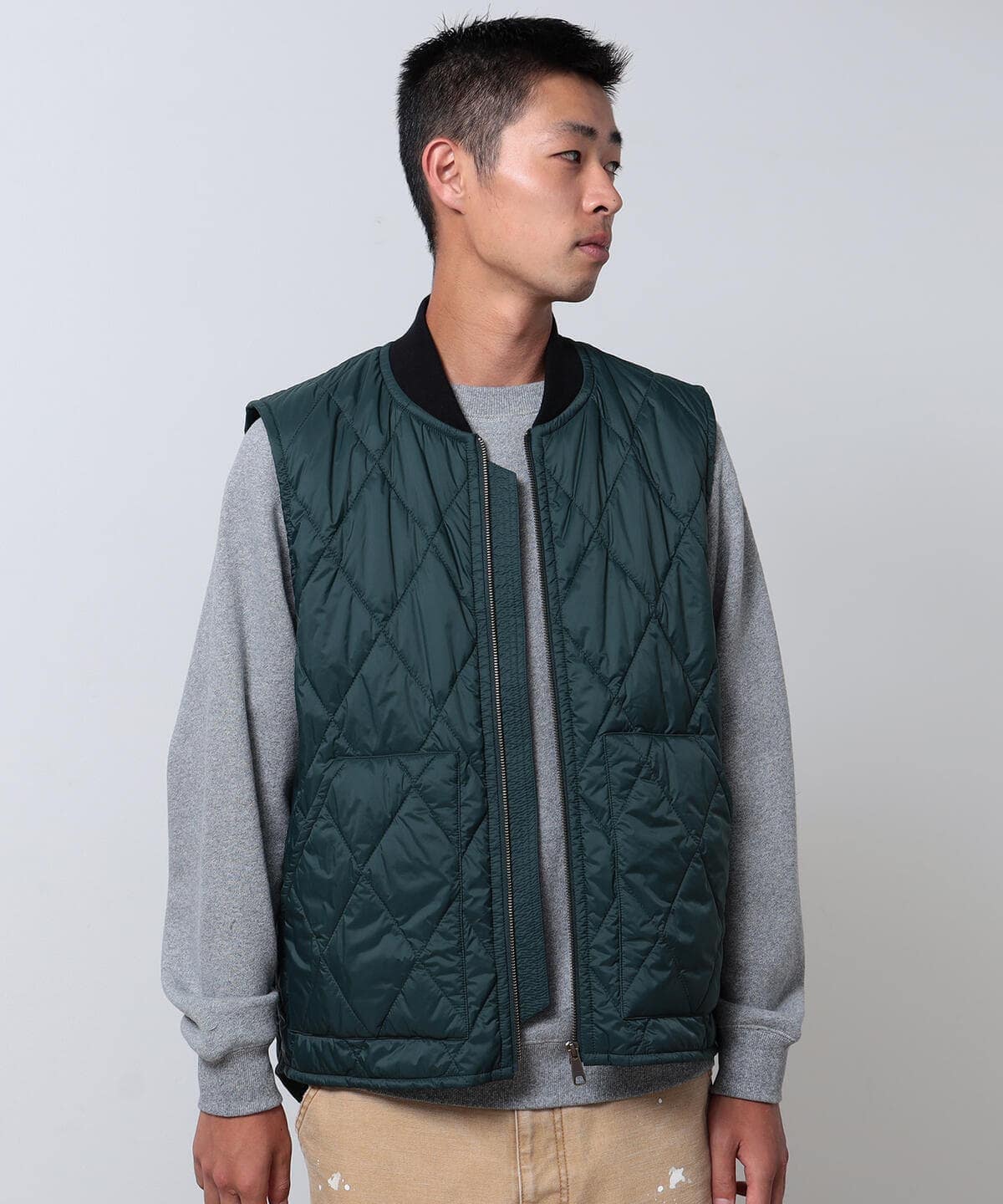 ワーク キルティング ベスト トップス MEN GREEN S ワーク キルティング ベスト トップス MEN GREEN S