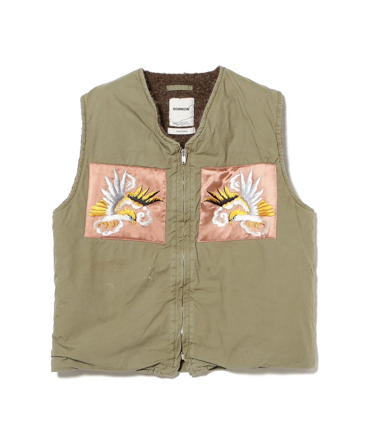 BOW BOW / REMADE USN DECK VEST SUKAJAN EMB AGED ブルゾン MEN AGED OD × PINK M BOW BOW / REMADE USN DECK VEST SUKAJAN EMB AGED ブルゾン MEN AGED OD × PINK M