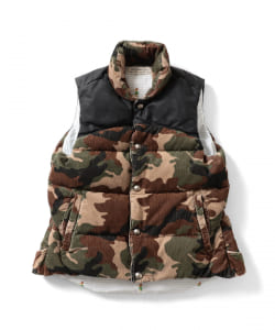 ▲REMI RELIEF × BEAMS PLUS / 別注 カモフラージュ柄 コーデュロイ ダウンベスト