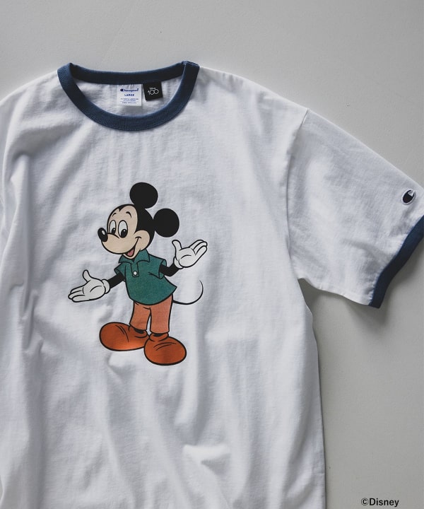 ファッションの Champion × BEAMS Disney 100thリンガーTシャツ aob.adv.br