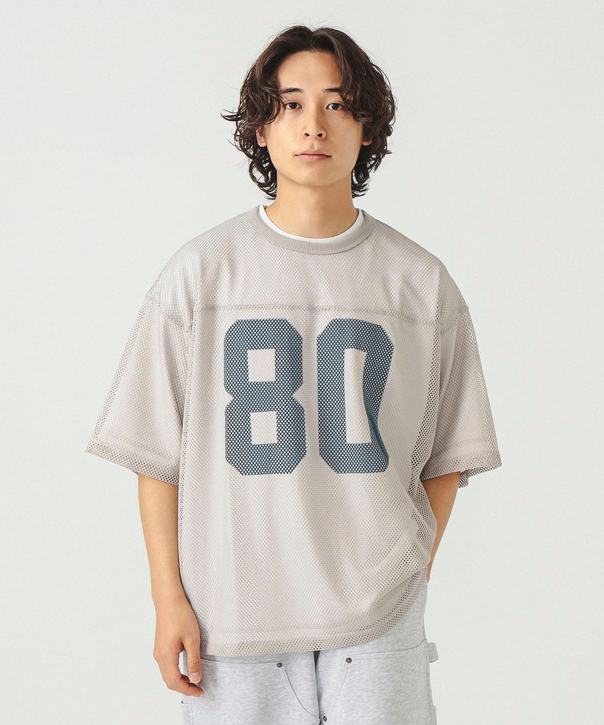 メッシュ プリント Tシャツ Tシャツ・カットソー MEN LIGHT. GREY M メッシュ プリント Tシャツ Tシャツ・カットソー MEN LIGHT. GREY M