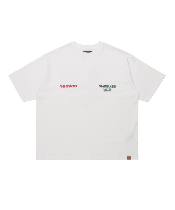 STARBUCKS BEAMS トミカ Tシャツ Mサイズ　グレー　スタバ STARBUCKS STAND by BEAMS トミカ トラックプリント キッズ Tシャツ B