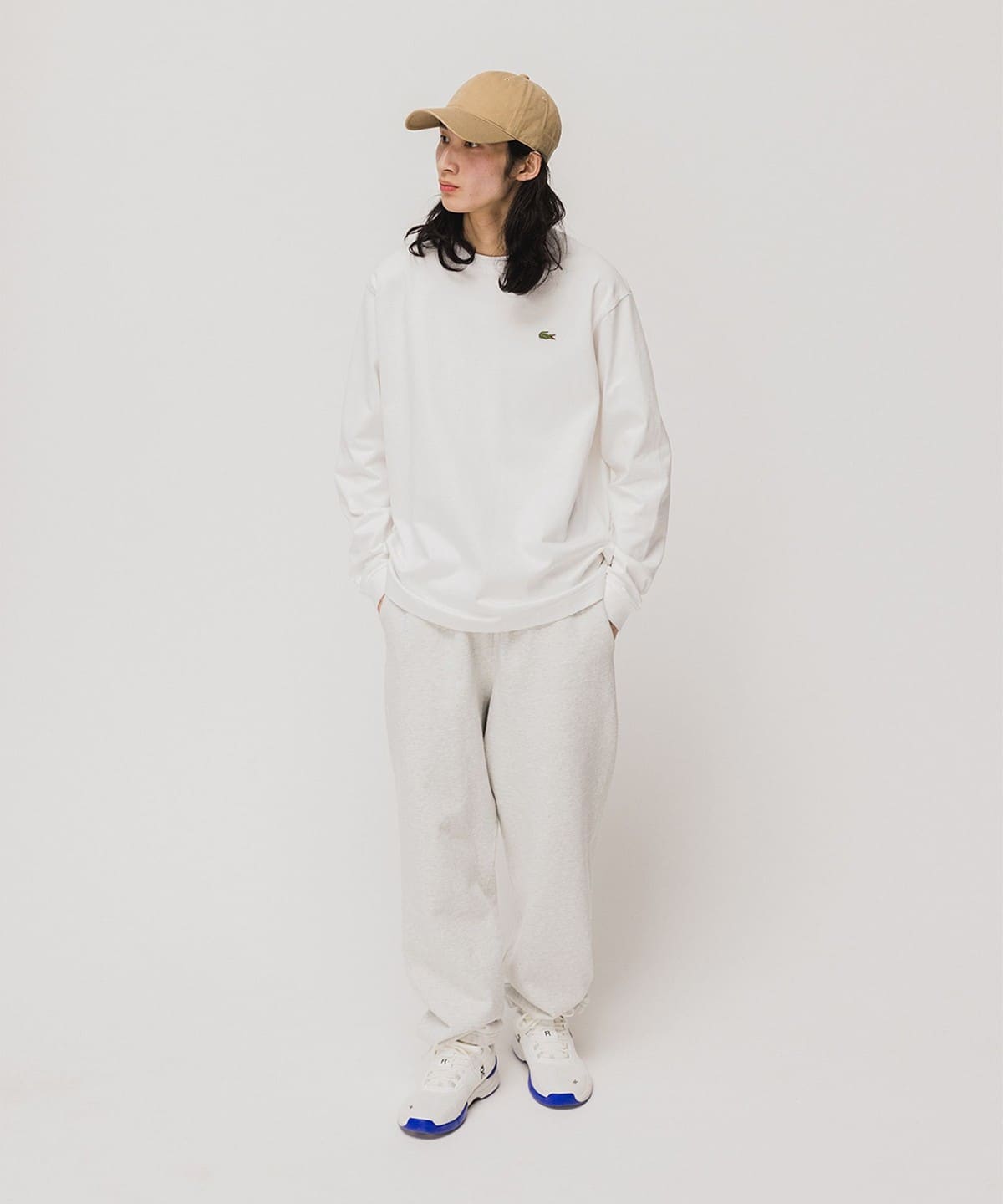 BEAMS（ビームス）LACOSTE for BEAMS / 別注 ロゴ ロングスリーブ T