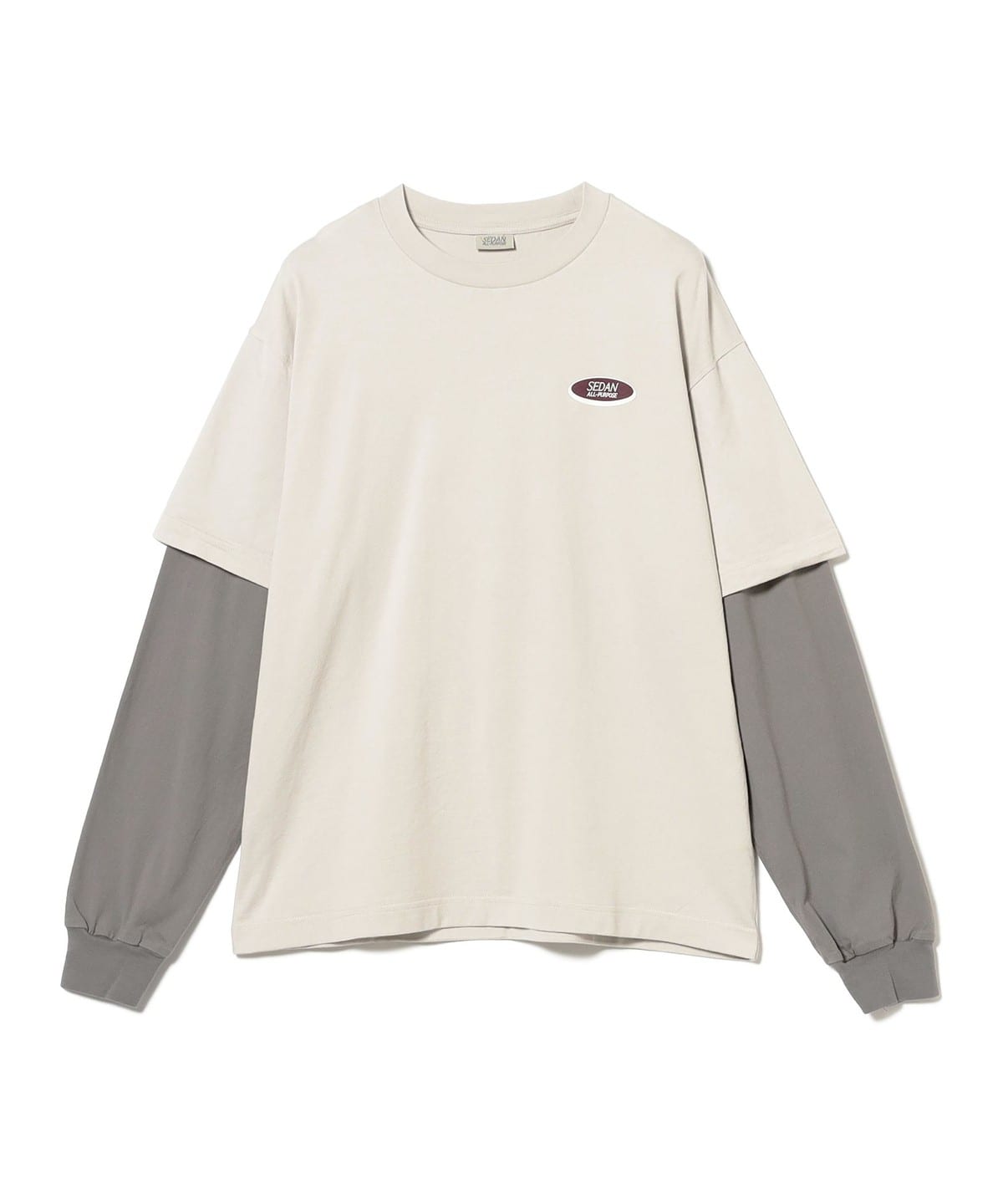 SEDAN ALL-PURPOSE セダン オールパーパス / Oval Logo Layered L/S Tee Tシャツ・カットソー MEN Ivory×Grey M SEDAN ALL-PURPOSE セダン オールパーパス / Oval Logo Layered L/S Tee Tシャツ・カットソー MEN Ivory×Grey M