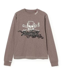 SSSTUFFF / Slub Flock Skull L/S Tee