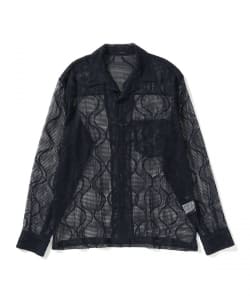 ▲UNUSED / Open collar gourd pattern mesh shirt