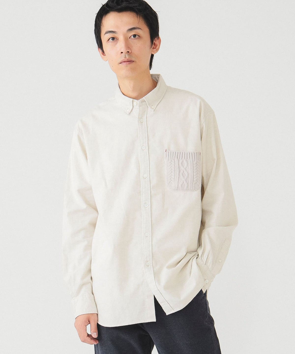 BEAMS BEAMS Knit Pocket Mini Button Down Shirt 23FW (Shirts, Blouses,  Casual Shirts) Available at BEAMS