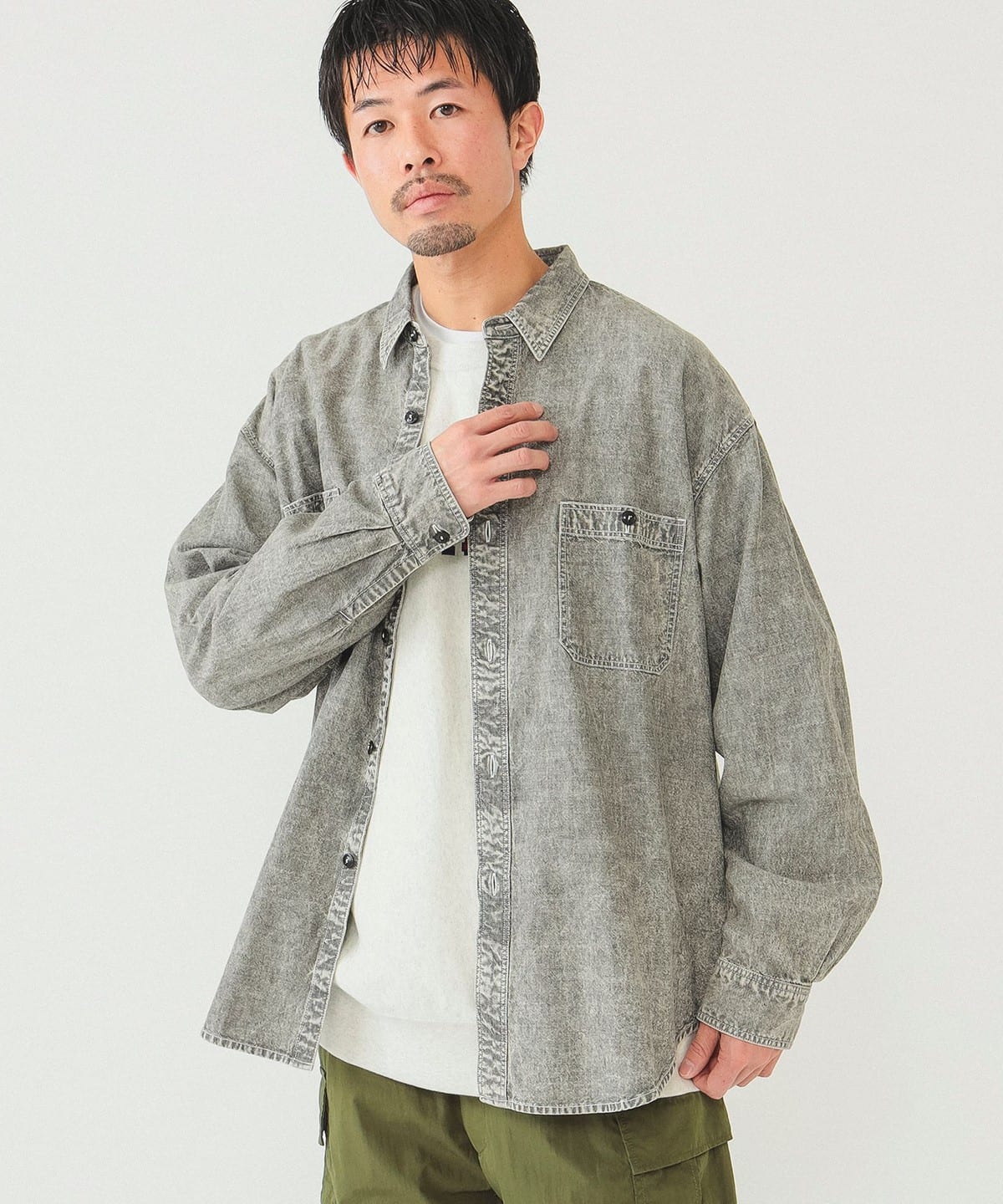 BEAMS BEAMS BEAMS Chambray military shirt (shirt/blouse casual