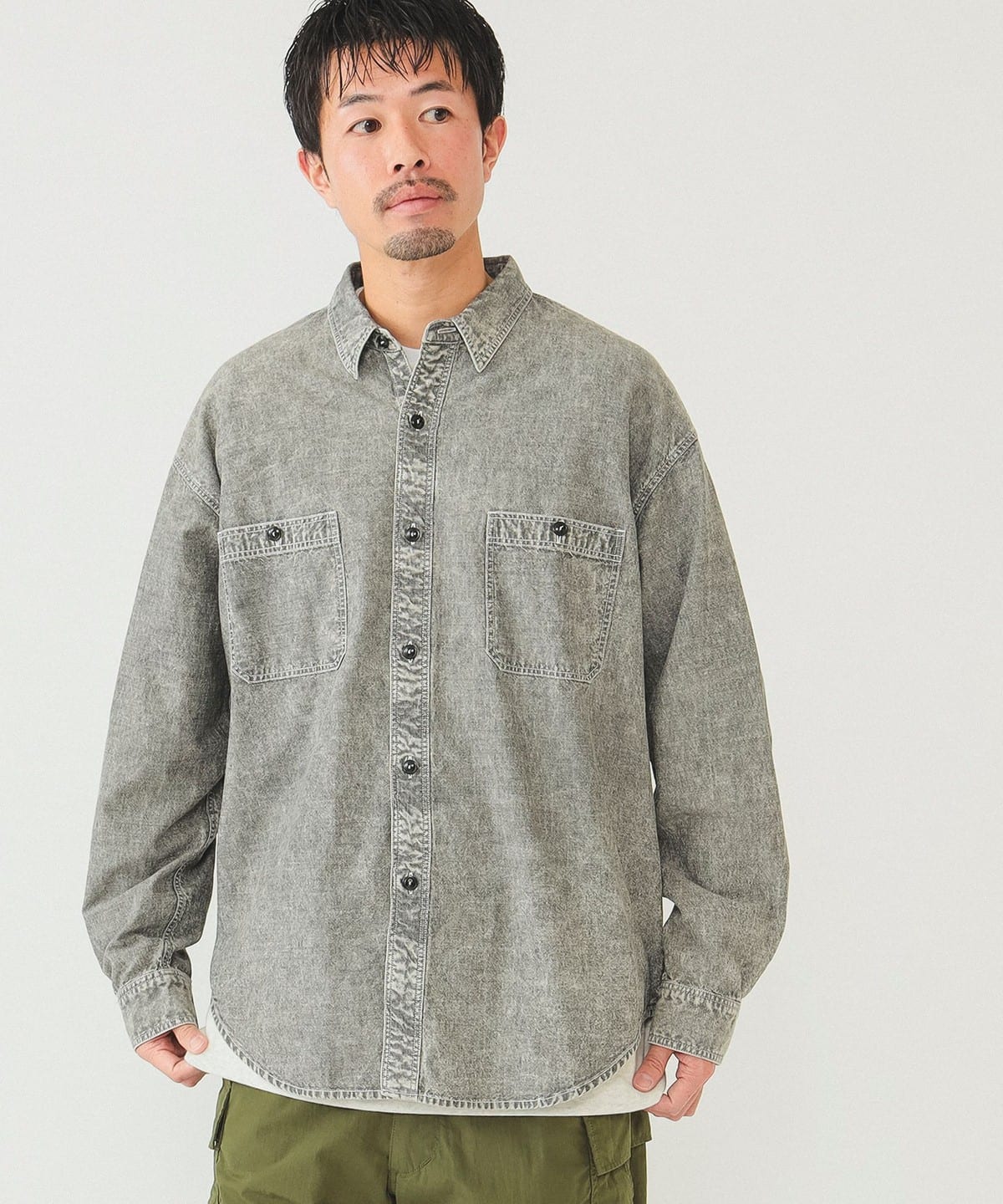 BEAMS BEAMS BEAMS Chambray military shirt (shirt/blouse casual 