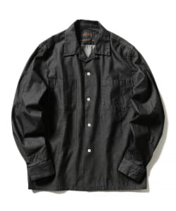 ▲BEAMS PLUS / インディゴデニム オープンカラーシャツ