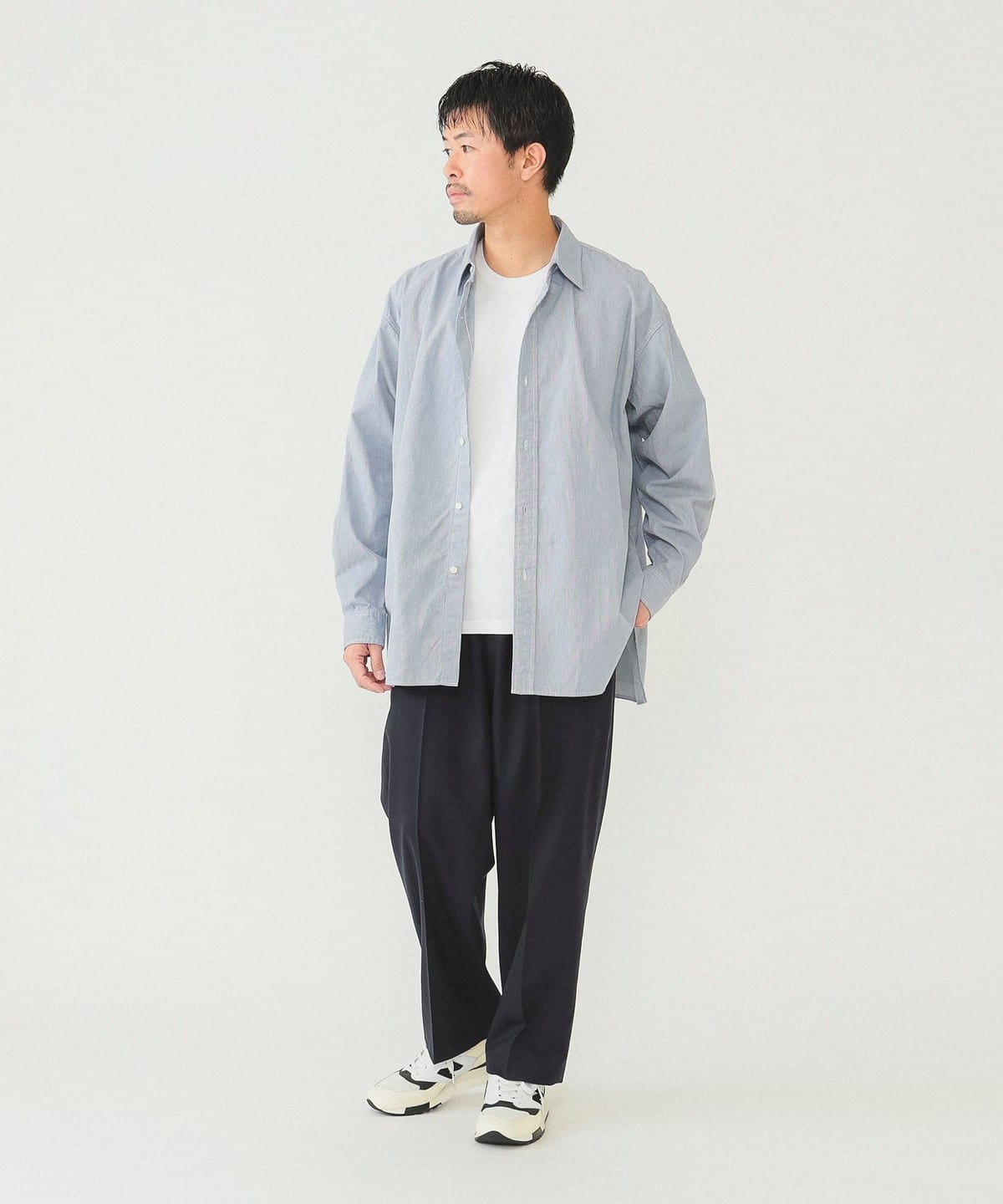 美品！ビームス シワ加工 長袖シャツ アルビニ リネン チェック