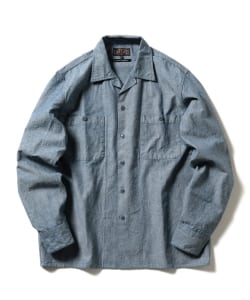 ▲BEAMS PLUS / シャンブレー ミリタリー オープンカラーシャツ