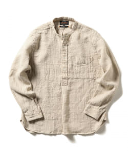 ▲BEAMS PLUS / リネンウール バンドカラー プルオーバーシャツ