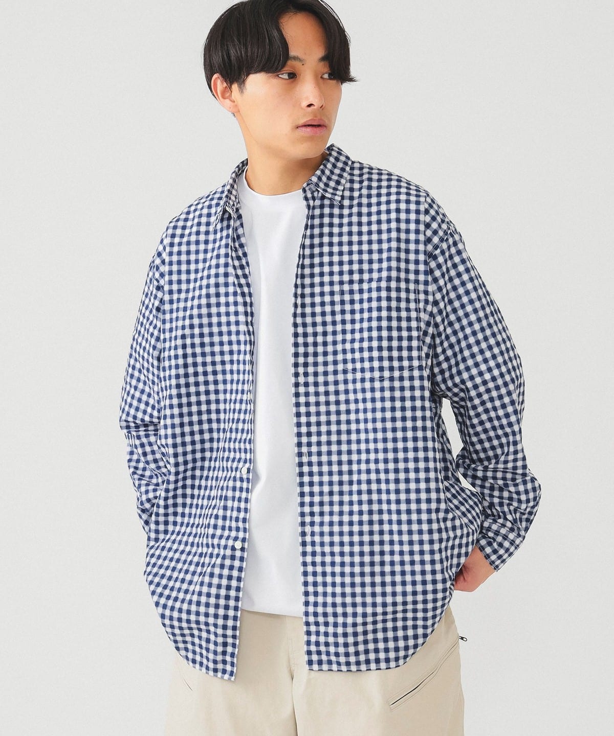 BEAMS BEAMS / Tech mini regular collar shirt (shirt BEAMS blouse