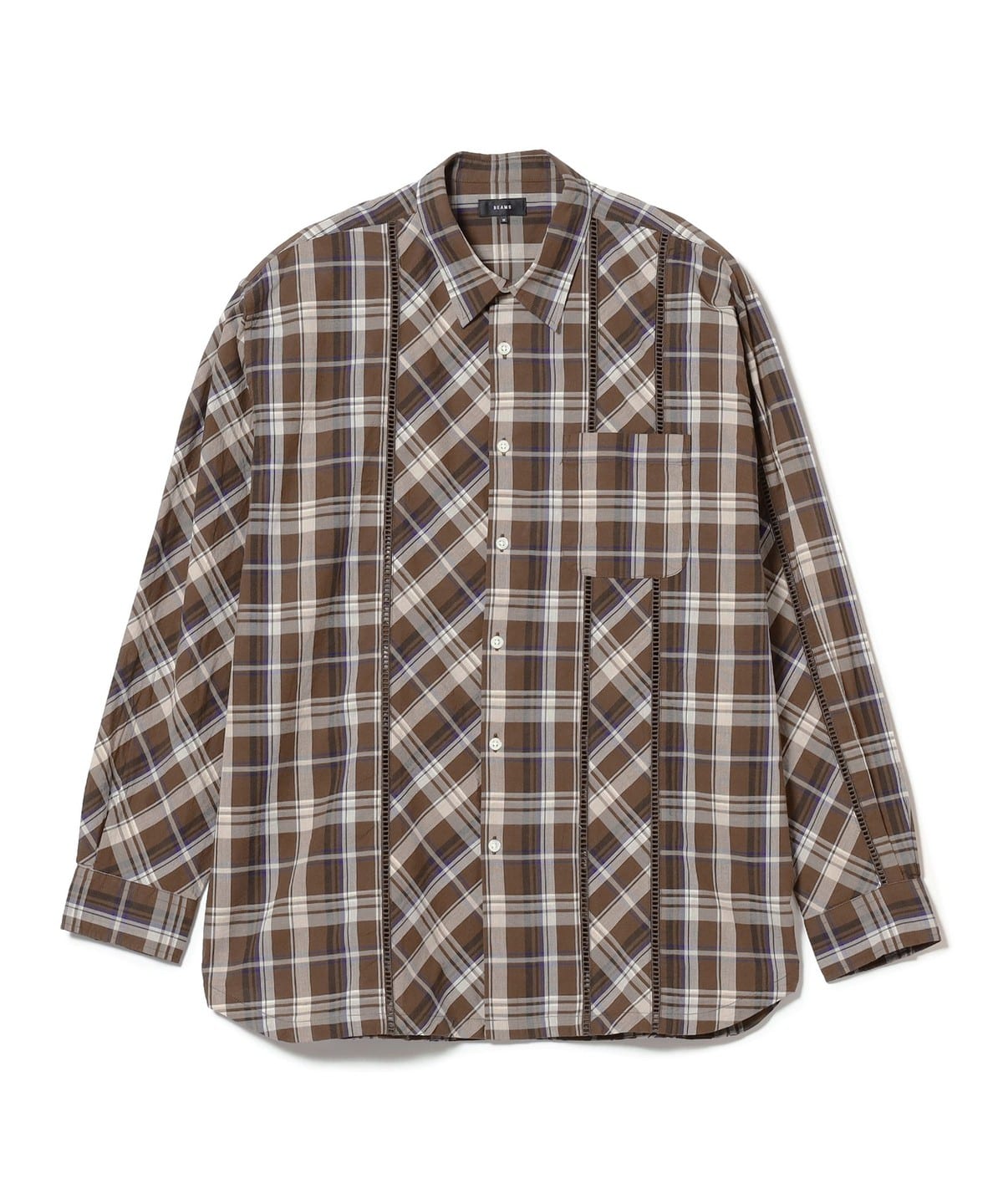 スイッチングシャツ シャツ・ブラウス MEN BROWN S スイッチングシャツ シャツ・ブラウス MEN BROWN S