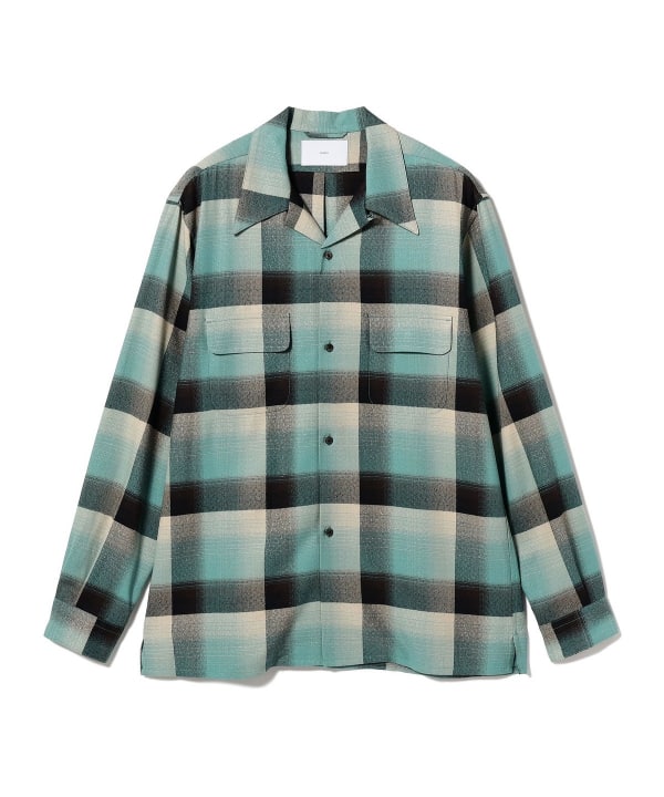 BEAMS（ビームス）SUGARHILL / RAYON OMBRE PLAID OPEN COLLAR