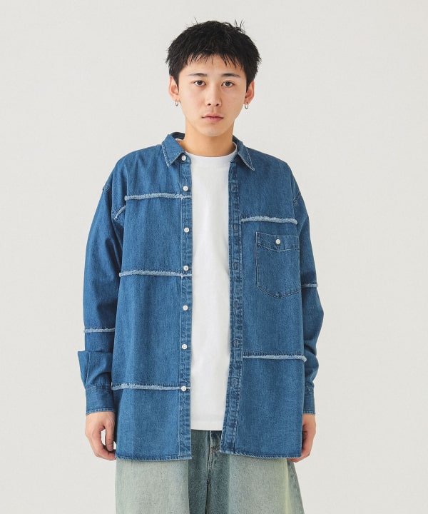 BEAMS Cut-off Denim BEAMS Shirt (Shirts, Blouses, Casual