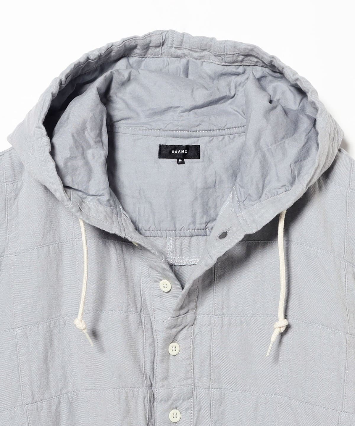 ✨BEAMS✨パッチワーク長袖シャツ ネイビー グレー サイズM