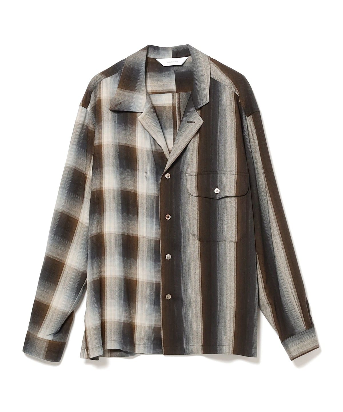 SASQUATCHFABRIX. サスクワッチファブリックス / ASYMMETRY COLLAR SHIRT シャツ・ブラウス MEN BROWN CHECK XL SASQUATCHFABRIX. サスクワッチファブリックス / ASYMMETRY COLLAR SHIRT シャツ・ブラウス MEN BROWN CHECK XL