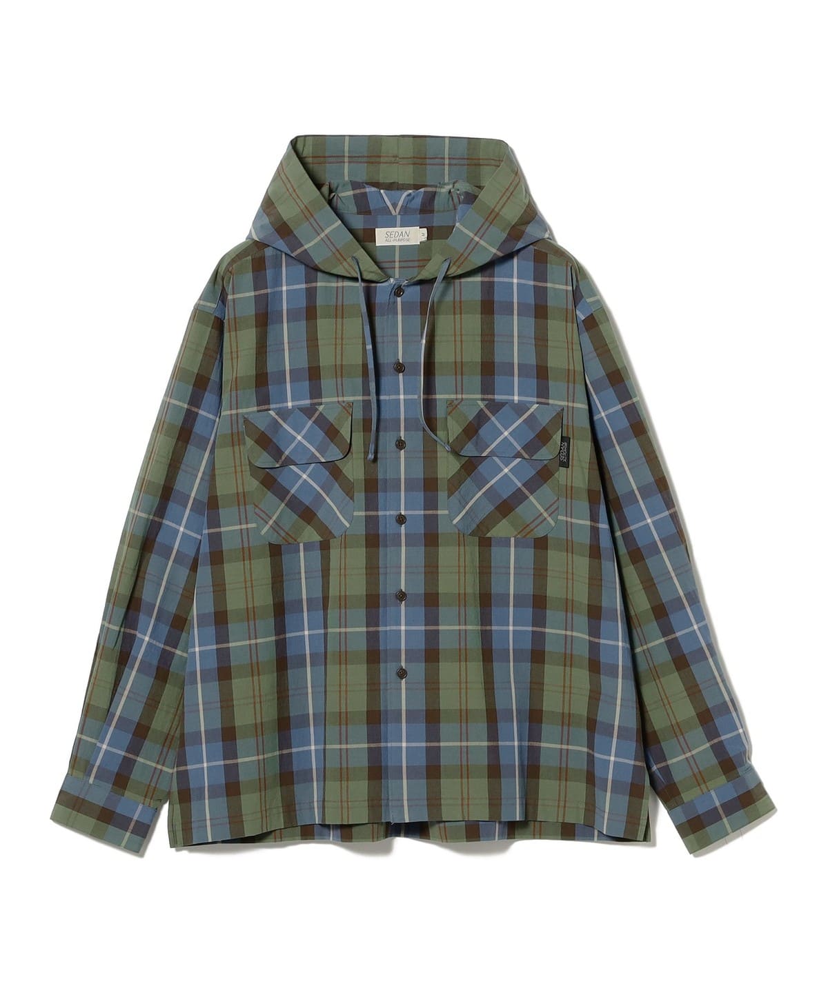 SEDAN ALL-PURPOSE セダン オールパーパス / Plaid Hooded Shirt シャツ・ブラウス MEN Blue Green XL SEDAN ALL-PURPOSE セダン オールパーパス / Plaid Hooded Shirt シャツ・ブラウス MEN Blue Green XL