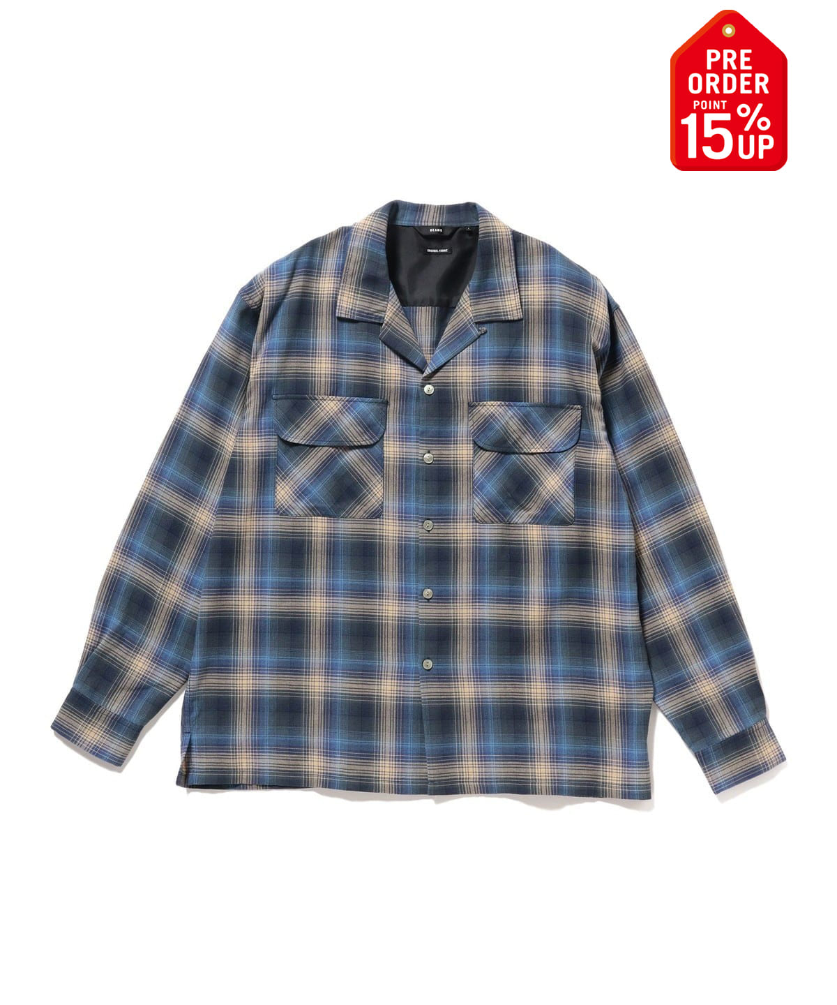 【+15%ポイントUP】オンブレチェック オープンカラー シャツ シャツ・ブラウス MEN NAVY L 【+15%ポイントUP】オンブレチェック オープンカラー シャツ シャツ・ブラウス MEN NAVY L