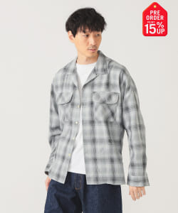 【+15%ポイントUP】オンブレチェック オープンカラー シャツ